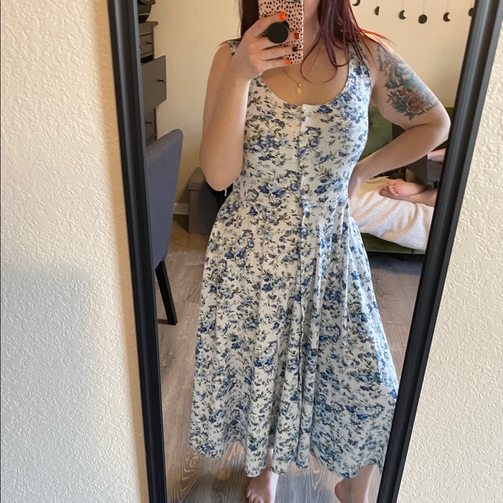 Vintage Moda Int'l Cottagecore Button Floral Dress